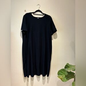 Eileen Fisher Women Dress in Black Sz 1X Plus Size Shirt Dress Stretch Midi